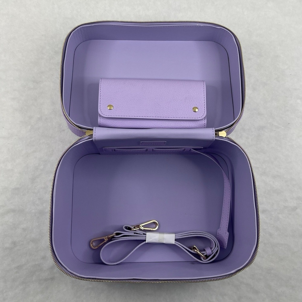 Truly Beauty Amalfi Luxury Travel Trunk Lilac Vegan Leather Makeup Case New - Picture 2 of 7